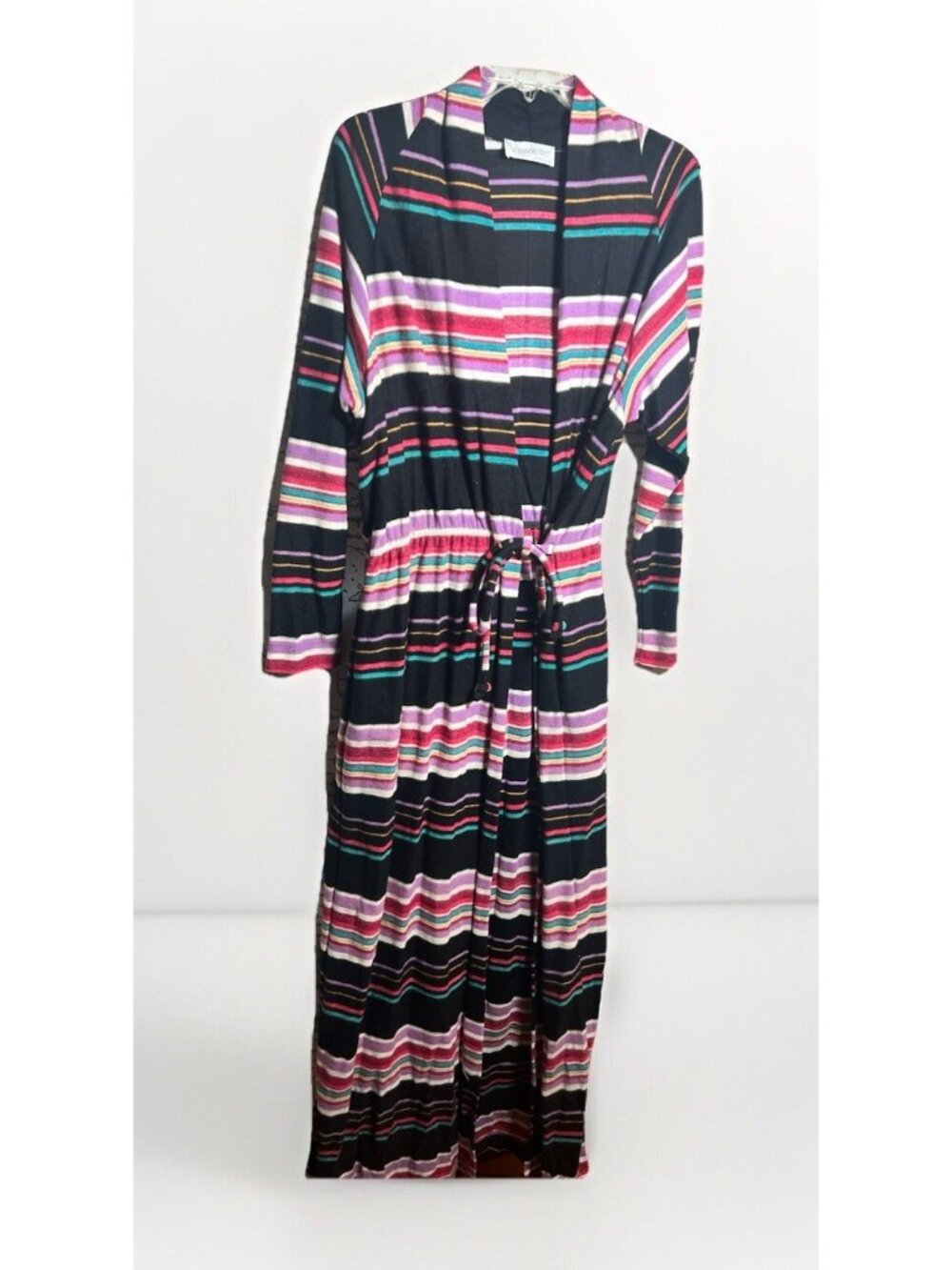 Vintage Vassarette 70's Robe Long Sleeve Multicolor Striped Dress One Size.   K